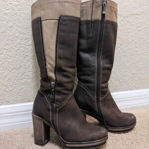 Brown Nubuck Knee-High Winter Boots EU 36 Warm Fur Lining Good Condition